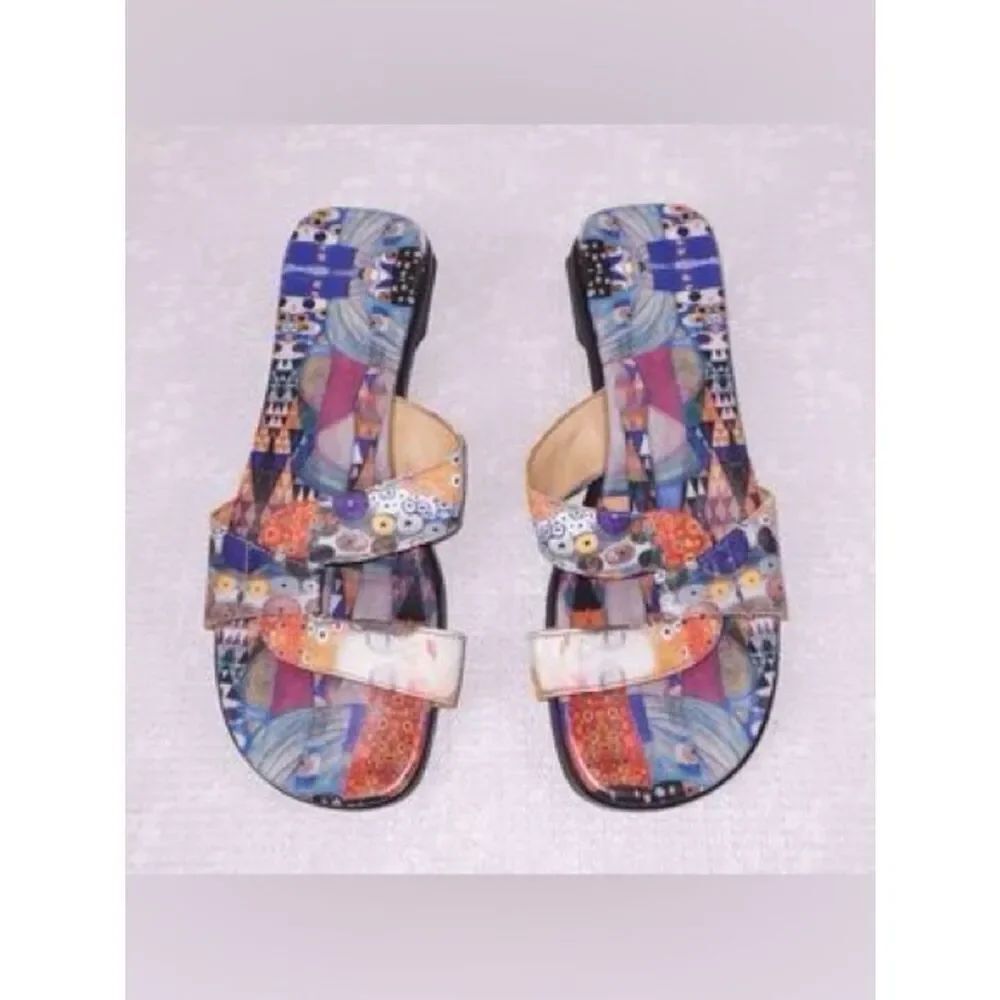 ICON Women's Multi-Color Patterned Slide Sandals